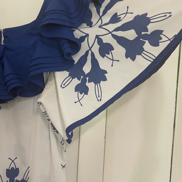 Vintage Mamo Howell Hawaiian Blue and White Floral Maxi Dress size 10 - Picture 3 of 10